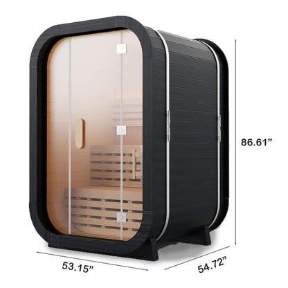 Lund Luxury 2-Person Outdoor Spruce Wood Cube Sauna with 4.5kW Electric Stove