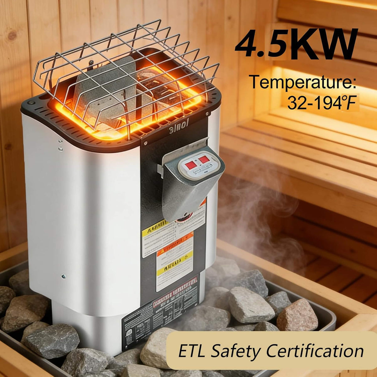 Lund Luxury 2-Person Outdoor Spruce Wood Cube Sauna with 4.5kW Electric Stove