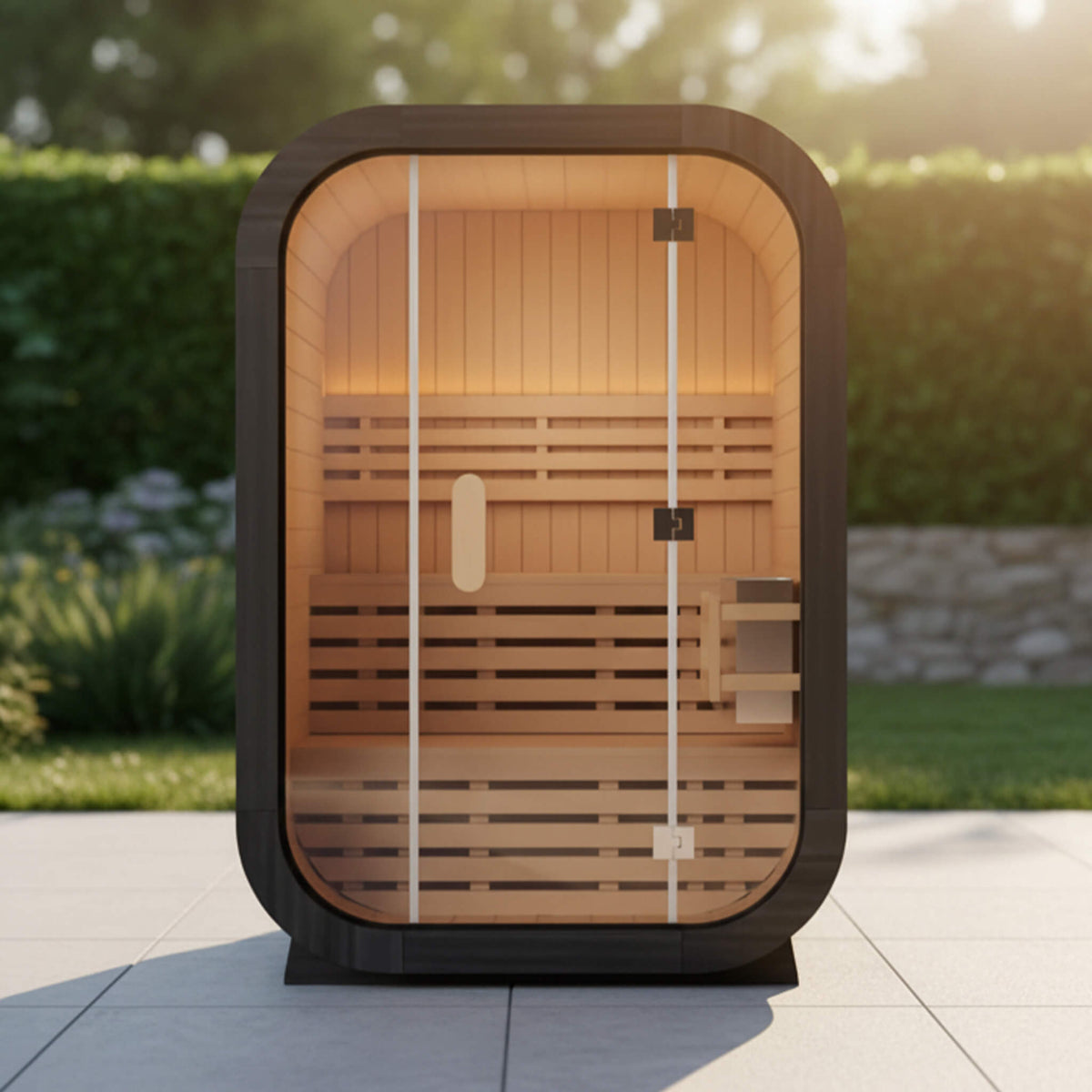 Lund Luxury 2-Person Outdoor Spruce Wood Cube Sauna with 4.5kW Electric Stove