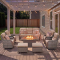 Malibu 8-Piece All-Weather Wicker Seating Set with Swivel Glider Armchairs