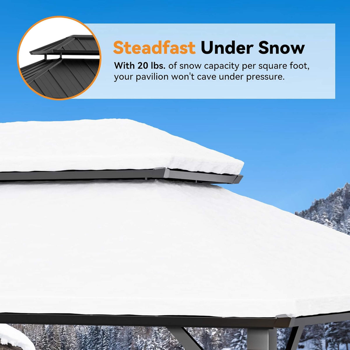 Napa Hardtop Aluminum Gazebo with Solar LED Lighting & Double Steel Roof