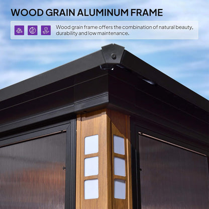 Sonoma All-Weather Hardtop Sunroom Pavilion with LED String Lights & Sliding Doors