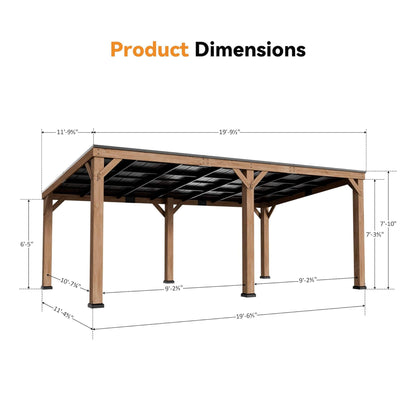 Carmel Modern Solid Cedar Wood Gazebo with Sloped Hardtop Roof