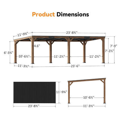 Carmel Modern Solid Cedar Wood Gazebo with Sloped Hardtop Roof