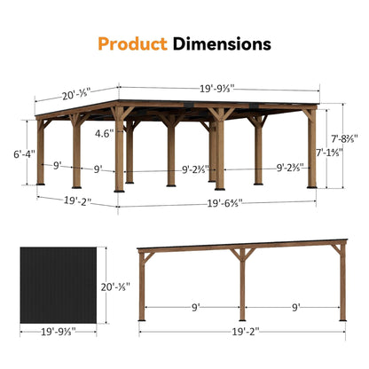 Carmel Modern Solid Cedar Wood Gazebo with Sloped Hardtop Roof