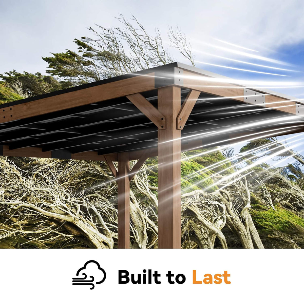 Carmel Modern Solid Cedar Wood Gazebo with Sloped Hardtop Roof