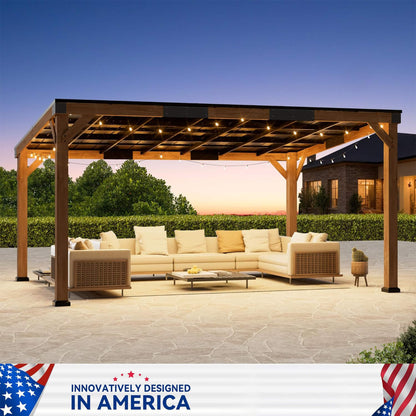 Carmel Modern Solid Cedar Wood Gazebo with Sloped Hardtop Roof