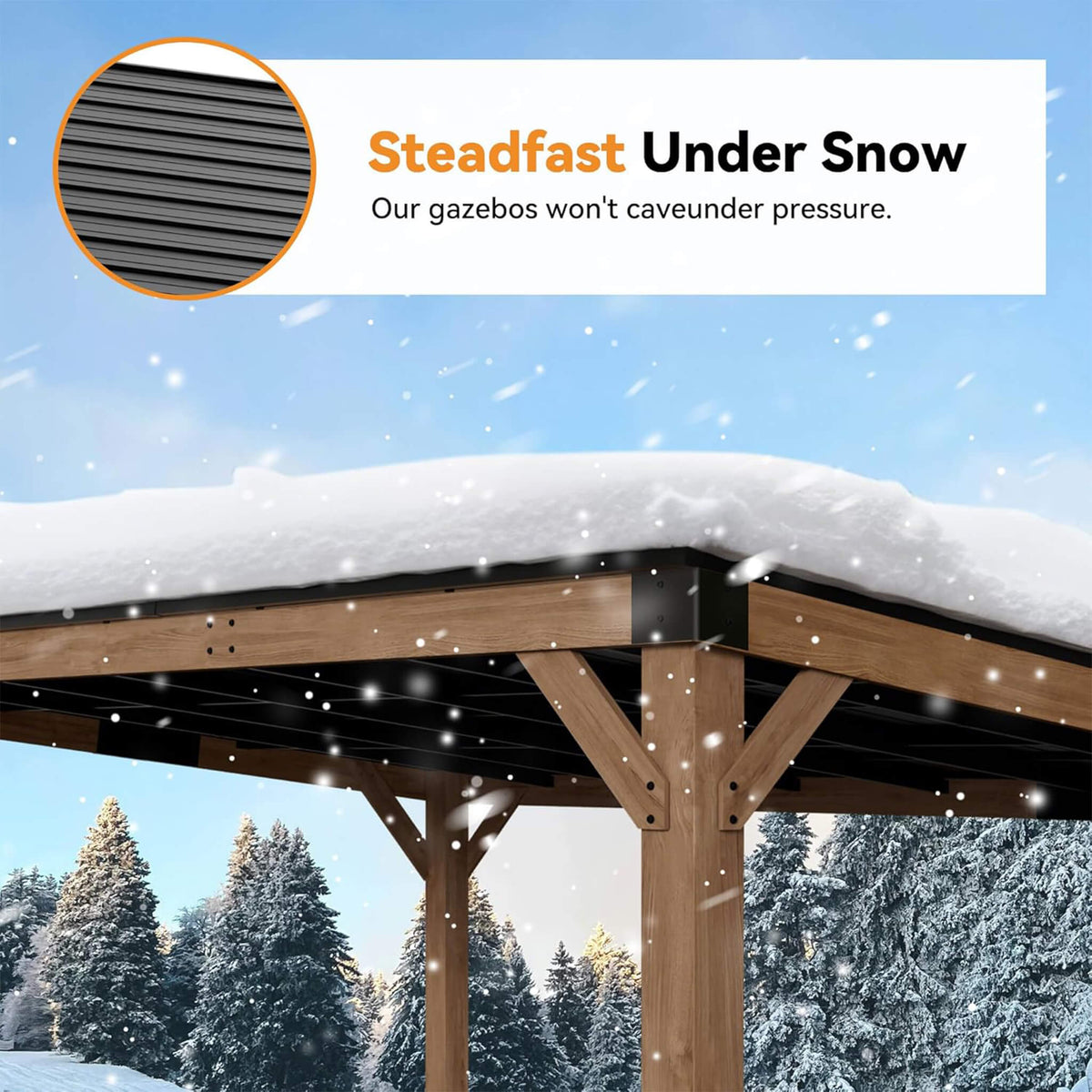Carmel Modern Solid Cedar Wood Gazebo with Sloped Hardtop Roof