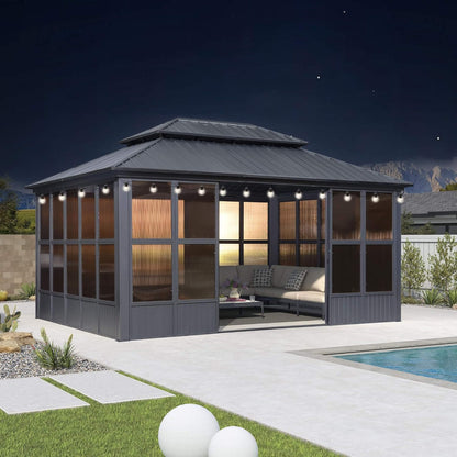 Vista Hardtop Aluminum Solarium with Double Roof & Integrated Lighting