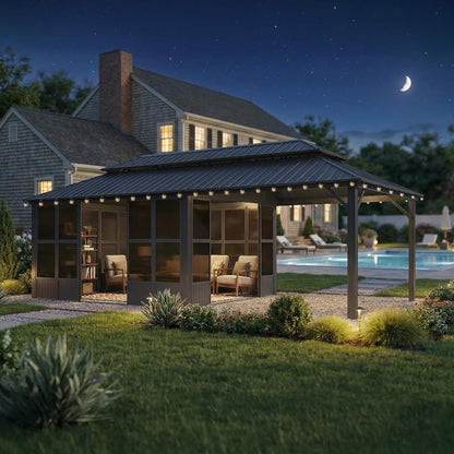Vista Hardtop Aluminum Solarium with Double Roof & Integrated Lighting