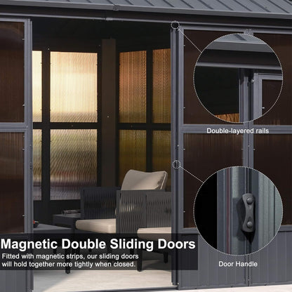 Vista Hardtop Aluminum Solarium with Double Roof & Integrated Lighting