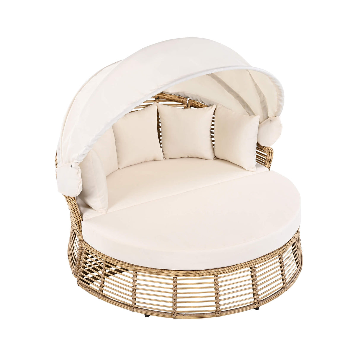 Valencia 53-Inch Round Outdoor Daybed with Retractable Canopy