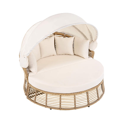 Valencia 53-Inch Round Outdoor Daybed with Retractable Canopy