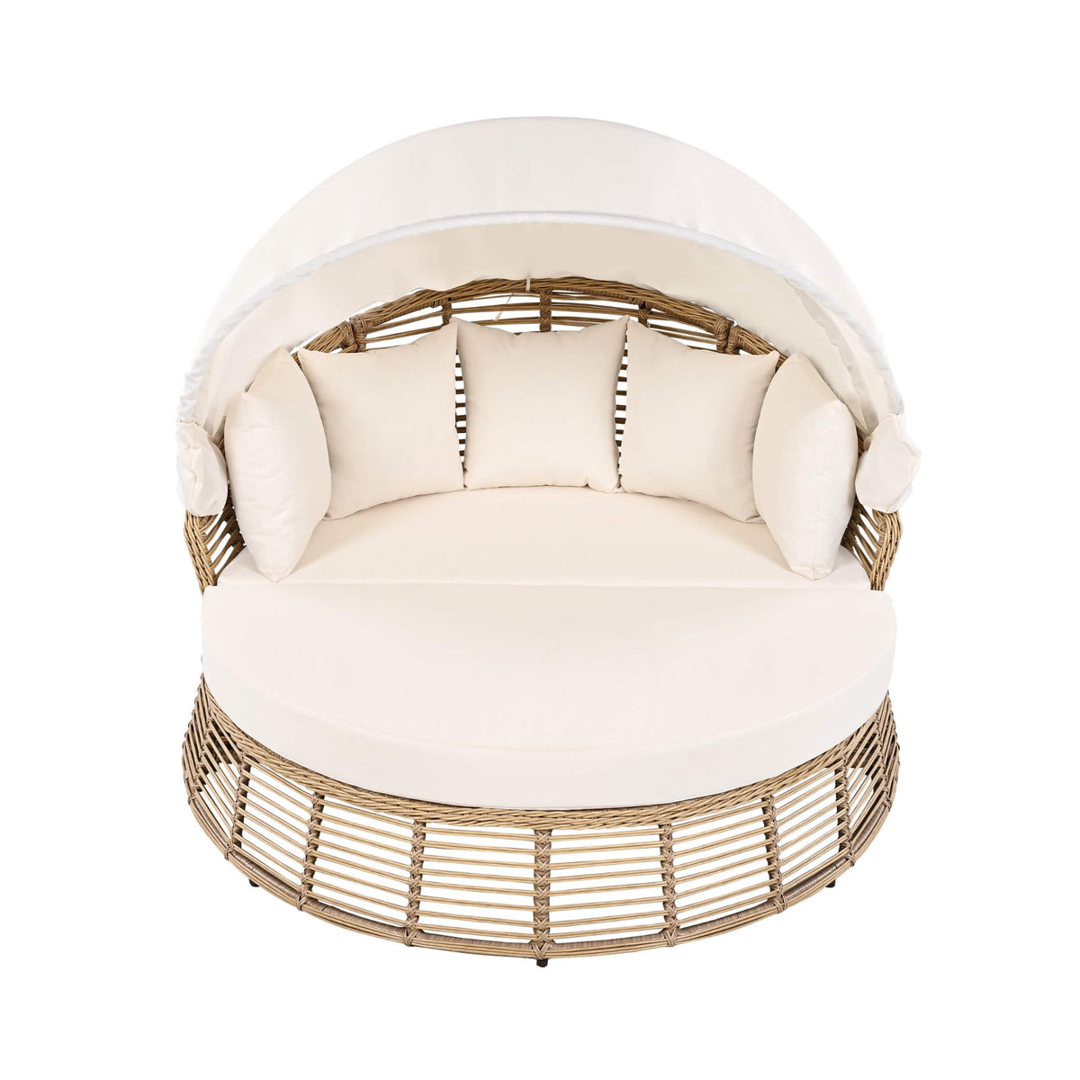 Valencia 53-Inch Round Outdoor Daybed with Retractable Canopy