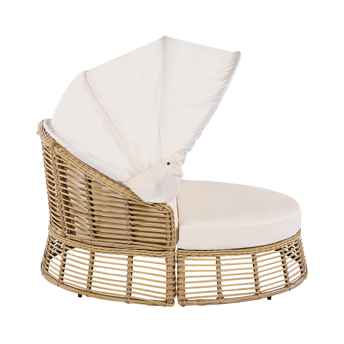 Valencia 53-Inch Round Outdoor Daybed with Retractable Canopy