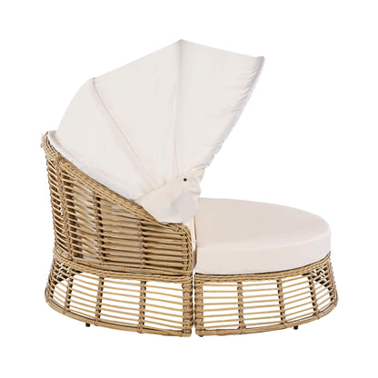 Valencia 53-Inch Round Outdoor Daybed with Retractable Canopy
