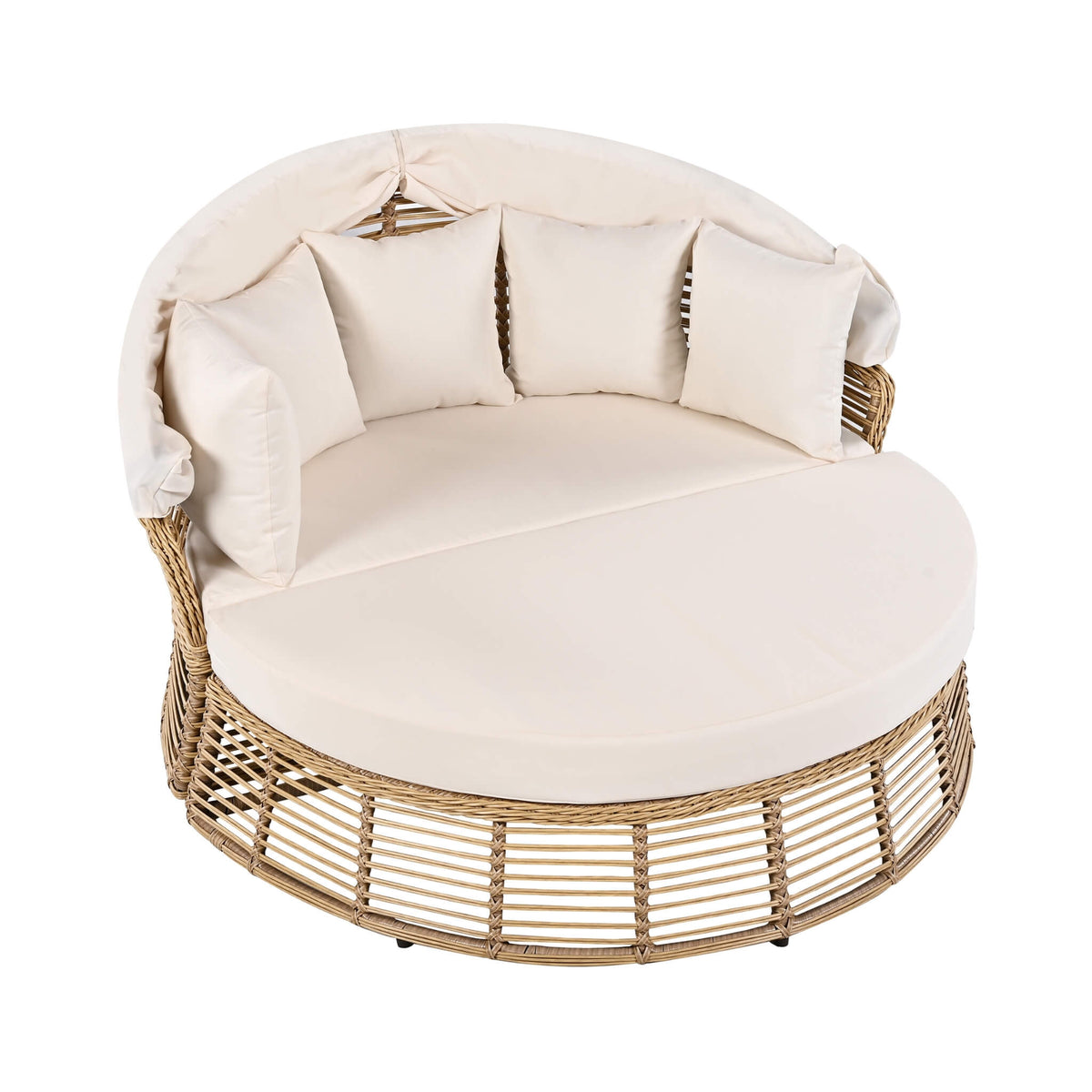 Valencia 53-Inch Round Outdoor Daybed with Retractable Canopy