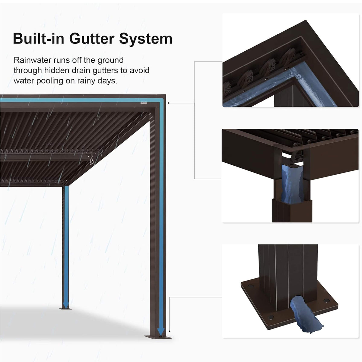 Verona Aluminum Louvered Pergola with Integrated LED Lighting