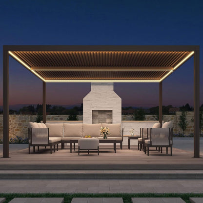 Verona Aluminum Louvered Pergola with Integrated LED Lighting