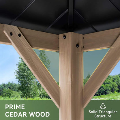 Montecito Cedar Wood Galvanized Steel Hardtop Gazebo with Dual-Tier Roof