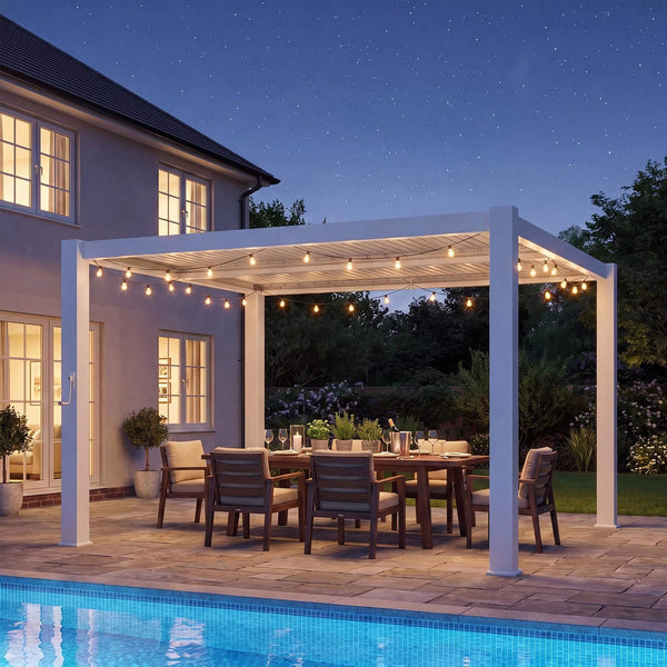 Montecito Modern Aluminum Louvered Pergola with Integrated Drainage