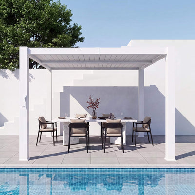 Montecito Modern Aluminum Louvered Pergola with Integrated Drainage