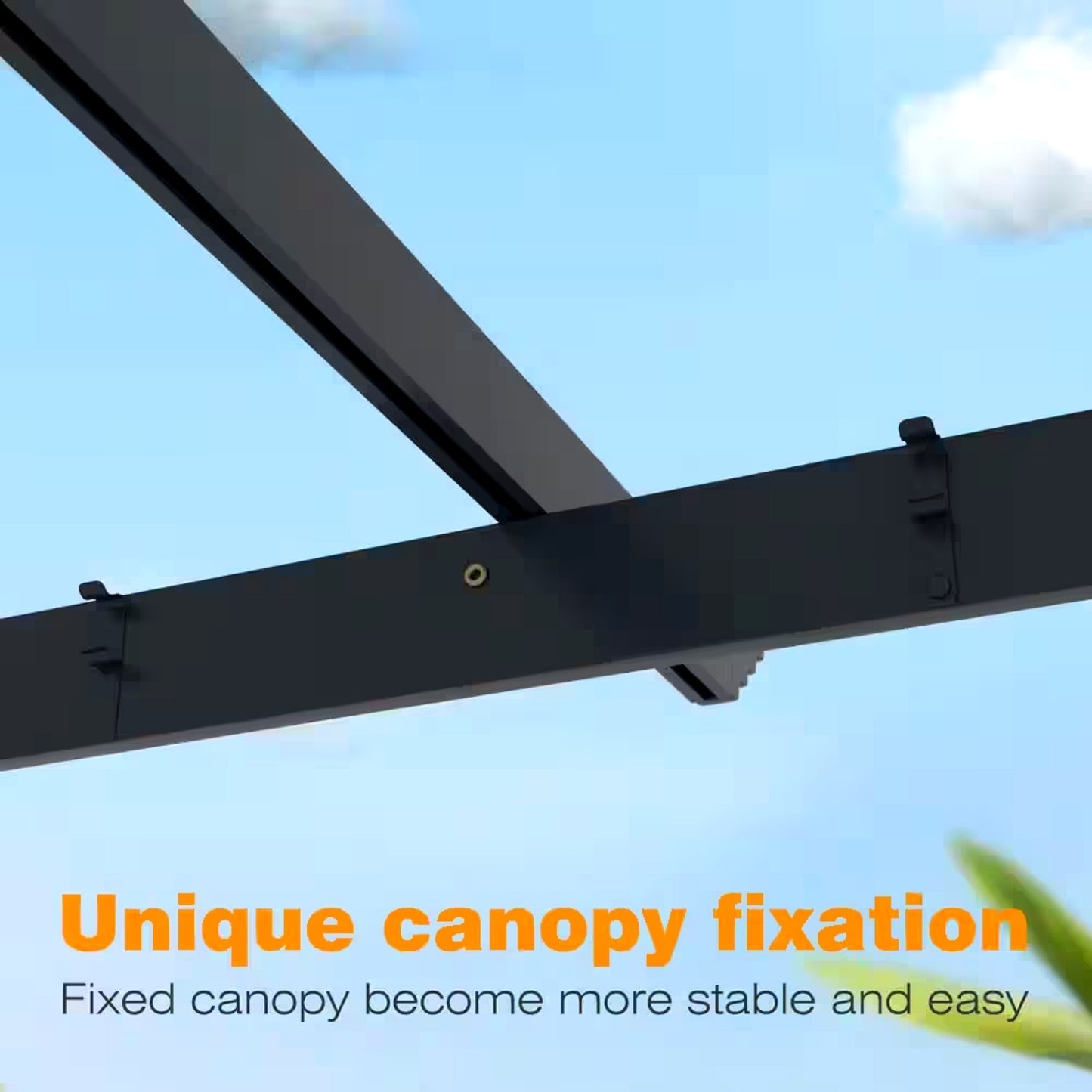 Aluminum Pergola with Dark Gray Retractable Canopy