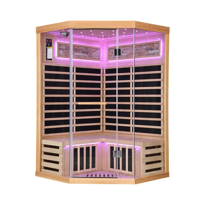 Thermora Premium Canadian Hemlock 2-Person Indoor Infrared Sauna with Starry Sky Lighting
