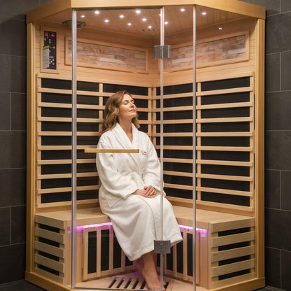 Thermora Premium Canadian Hemlock 2-Person Indoor Infrared Sauna with Starry Sky Lighting