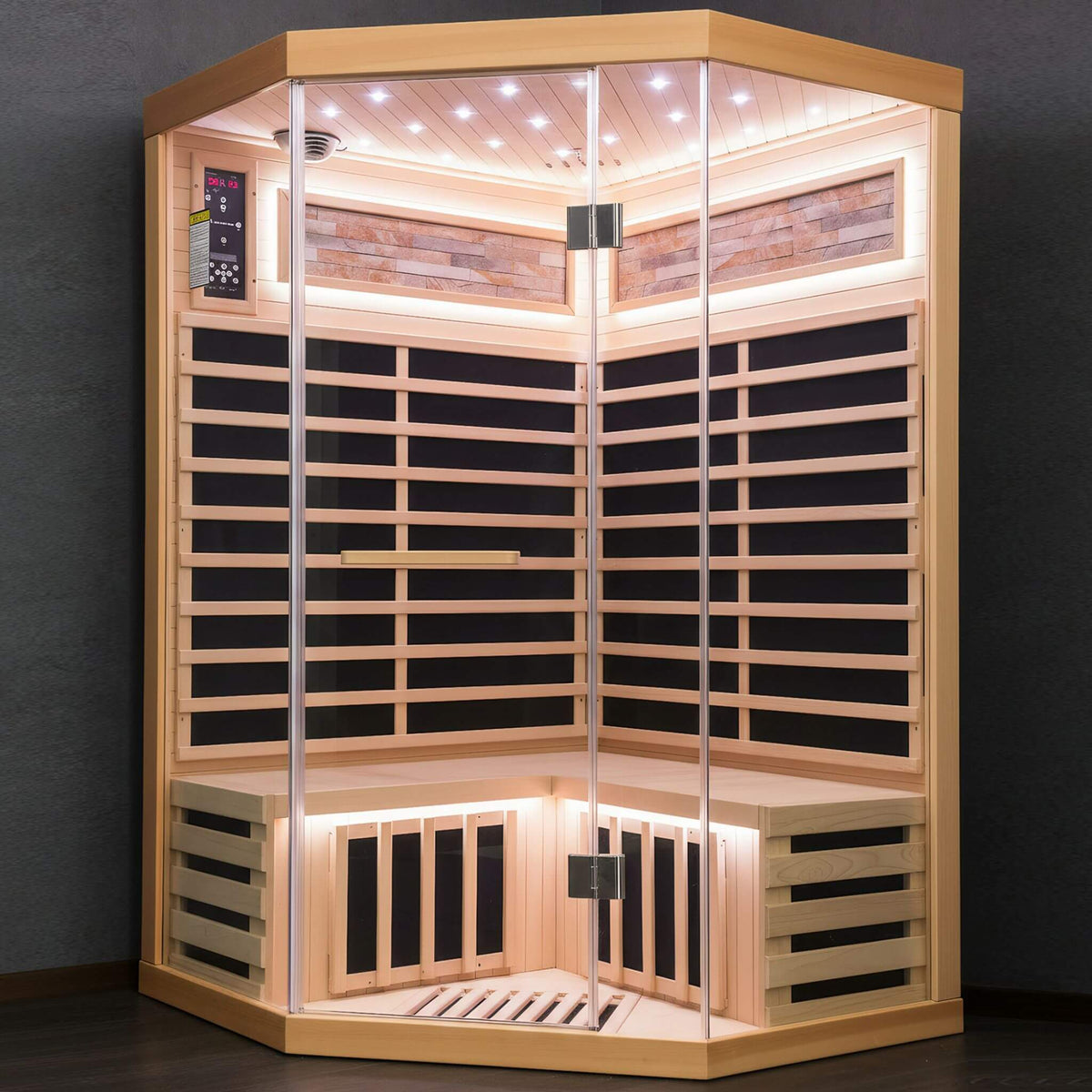 Thermora Premium Canadian Hemlock 2-Person Indoor Infrared Sauna with Starry Sky Lighting