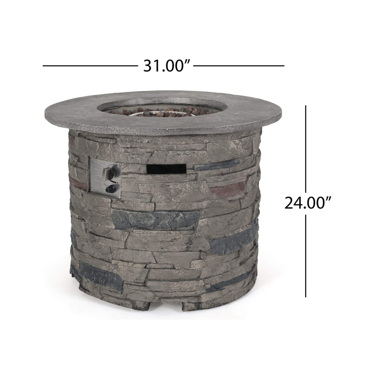 Sonoma 32-Inch Round Concrete Propane Fire Pit Table