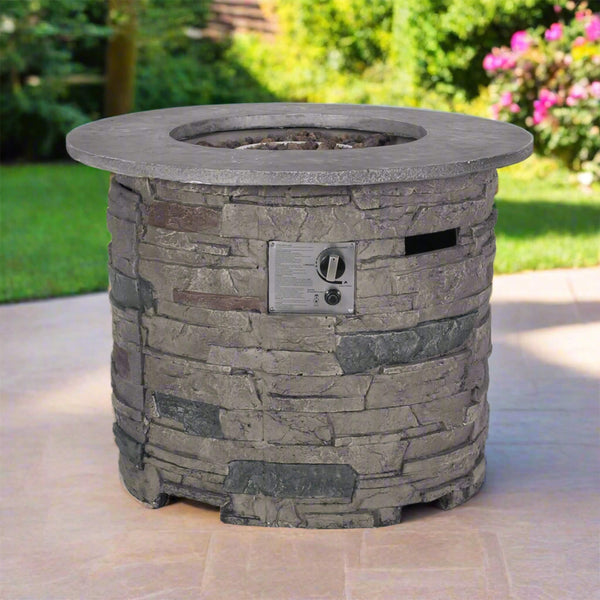 Sonoma 32-Inch Round Concrete Propane Fire Pit Table